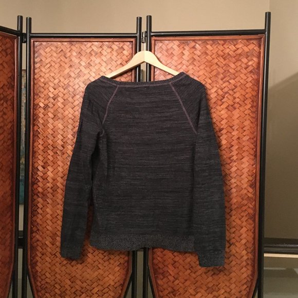 Grungewear Wide Neck Cotton Blend Marled Sweater - Picture 2 of 5